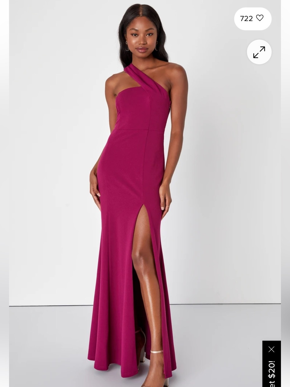 Lulus Remarkable Presence Magenta One-Shoulder Maxi Dress in Size Medium.